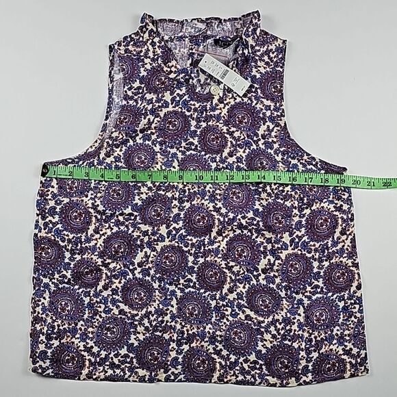 J. Crew‎ -243 NWT Sail Blue Floral Linen Fleur  Sleeveless Ruffled Top M - Picture 8 of 8